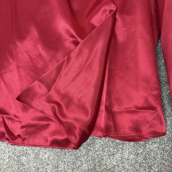 Calvin Klein Women's Satin Blouse Plus Size 1X Red Wrap Front V-Neck NWT $89 - Picture 5 of 16